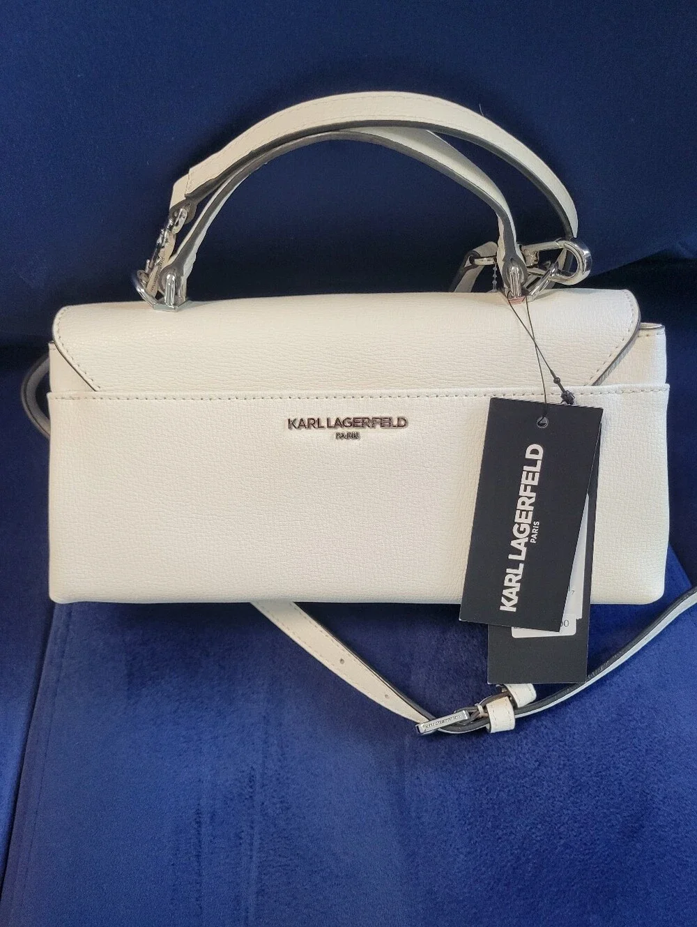 Karl Lagerfeld White Graphic Accent Top-Handle Or Crossbody Bag